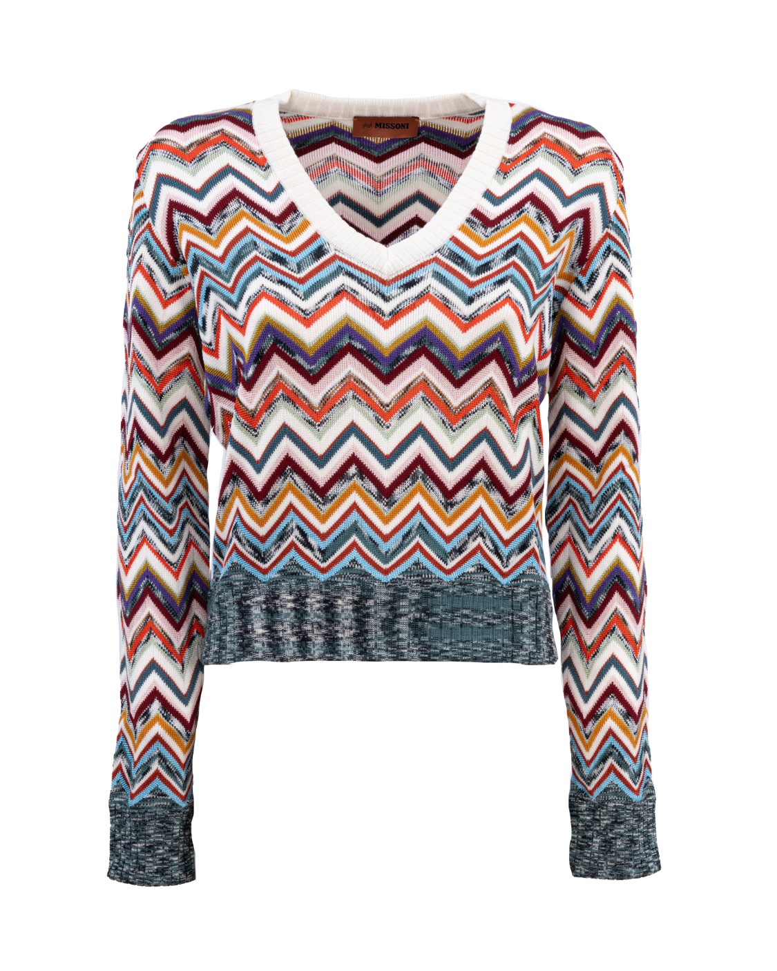 shop MISSONI Saldi Pull: Missoni maglia scollo V multicolore.
Vestibilità regolare.
Motivo a zig zag.
Composizione: 78% lana 22% viscosa.
Made in Italia.. DS22WN1G BK017O-SM8GV number 9214118